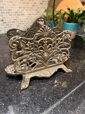 Antique Silvestri Handcrafted Brass Letter Holder